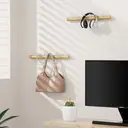 KAPANOU Porte-manteau mural en bois avec 6 crochets en métal robustes - Blanc image 2