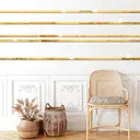 10pcs PVC mirror stickers, vertical stripes, gold-colored, self-adhesive, multi-piece pack, minimalist decorative splicing mirror for living room and bathroom,gold,5*35cm image 2