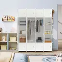 XINZI Système d'étagères de garde-robe DIY avec étagère à chaussures et tringle à vêtements, armoire pliante portable 20 cubes, beige image 2