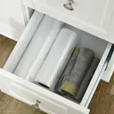 HOMCOM Kitchen Island with Drop Leaf, Rolling Kitchen Storage Trolley on Wheels with 3 Drawers, Spice Rack and Towel Rack, Storage Cart with Rubber Wood Top, White image 7