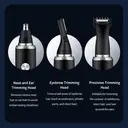 Sparoma 3-in-1 Nose & Facial Hair Trimmer for Men – Trimmer for Nose & Ear Hair & Eyebrow & Detail, 7800 RPM High-Speed Motor, 120-Min Runtime, IPX7 Waterproof – Precision Stainless Steel Dual-Blade Head, LED Display – Type-C Rechargeable, TC-016 3-IN-1, Black image 4