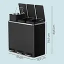 SONGMICSHOME Triple Recycling Bin, 3 x 18L Pedal Waste Bins with Soft-Close Lids, Steel, for Kitchen, Black image 4