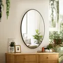 Melodieux Oval Wall Mirror 51x71cm Black Circle Hanging Wall Mirror Home Decorative Wall Mounted Vanity Mirror for Bathroom Living Room Hallway image 1