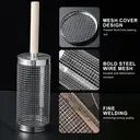 Huacan Barbecue Cage Round Barbecue Bucket Outdoor Smoked Cage Portable Barbecue Stove Rotating Rolling Stainless Steel Cage Small image 1