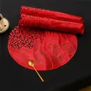6pcs, Red,Sea Flower PVC Round Placemat, Holiday Table Decoration Placemats, Vase Mats, Party Wedding Placemats image 2