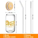 Alphynix 1pc Chinese New Year Glass, 500ml Iced Drink Tumbler with Zodiac Horse Pattern, Golden "HAPPY NEW YEAR" Message, Complete with Bamboo Lid for Cold Beverages image 5