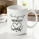 Alphynix 1pc Herzensmensch Mug, 11oz White Ceramic Cup with German Word for "Sweetheart" and Hands Making a Heart, Meaningful Gift for Loved Ones image 1