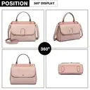 Miss Lulu Suede PU Leather Shoulder Bag, Top Handle Crossbody Purse, Elegant Saddle Handbag for Work Wedding Evening Daily pink image 7