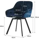 CLIPOP 360° Swivel Dining Chairs Set of 2 Velvet Upholstered Desk Chairs without Wheels Ergonomic Office Chair with Arms and Metal Legs for Home Study 0197 Blue 54.5*46*80 cm image 1