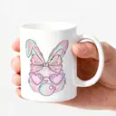 Alphynix 1 Mug Lapin Mignon, tasse à café céramique 33cl avec lunettes cœurs roses et bulles colorées, cadeau adorable pour filles, enfants, amoureux des lapins,Le cadeau de la saint-valentin, cadeau d’anniversaire image 2