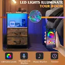 WLIVE Bedside Table,with App-Controlled LED Lights & Charging Station, 2 Fabric Storage Drawers with 2 AC Outlets & 2 USB Ports,Ideal for Bedroom Use,Livingroom (Rustic Brown, 2pcs) image 3