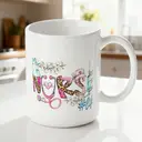Alphynix 1pc 11oz White Mug with Creative "NURSE #life" Design Featuring Stethoscope & Band-Aids, Perfect Nurse's Day Gift image 1