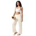Willit Women's Yoga Pants Wide Leg Dress Work Pants Stretch Casual Pants Slacks with Pockets High Waist 30" Cream M image 6