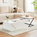 CLIPOP White High Gloss Coffee Tables for Living Room Set of 2 with Storage Drawer, Modern Rectangle Tea Tables, Centre Table image 0