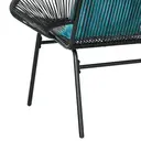 Outsunny Banquette banc de jardin 2 places en acier et cordage en résine avec 2 coussins - dim. 132L x 72l x 83H cm - noir image 4