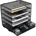 Senhoglb Organisateur de bureau format A4 en maille à 5 niveaux avec tiroir - Noir image 2