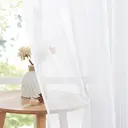 PONY DANCE Rideaux voilage effet lin à tête froncée, 2 panneaux, L 140 x H 245 cm (L 55 x H 96 pouces), blanc image 3