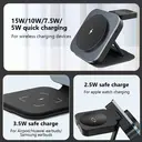 Rexsun 3 in 1 Foldable Magnetic Wireless Charger for MagSafe, Travel Fast Charging Station Stand for iPhone 16/15/14/13/12 Series, AirPods Pro/4/3/2 & Apple Watch, T11, Black image 5