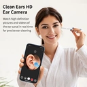 Sunluxy Earmore Cleaning Tool with Live Camera, 5MP HD Camera, 6 LED Lights, Soft Silicone Tip, IPX5 Waterproof, Type-C Charging, Compatible with iOS & Android, Includes 6 Replacement Silicone Earbuds and 6 Ear Cleaning Tools, P2, White image 1