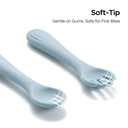 Bc Babycare Silicone Fork and Spoon 2 Pieces Green + Blue image 3