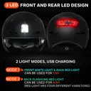 DKONI HS-158 Casque de vélo avec éclairage LED unisex noir - Taille M / 54-58 cm image 2