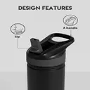POWCAN by Meoky 18oz Single Spout Straw Sports Bottle -Black image 2