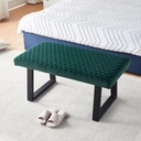 CLIPOP Upholstered Dining Bench, 100 cm Velvet Padded Seat, Ottoman Bench Hallway Bench with Sturdy Metal Legs, Dining Room Bench Seating for Entryway Living Room Bedroom Green image 7