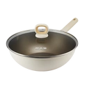 COOKER KING Wok antiadhésif 32 cm avec couvercle en verre, revêtement antiadhésif titane, sans PFOA, compatible induction image 3