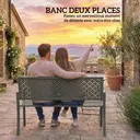 Banc d'extérieur en métal Outsunny, banc 2 places avec dossier géométrique antirouille et accoudoirs, siège de patio pour balcon, terrasse, parc, gris foncé image 4