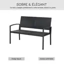 Outsunny Banc de jardin 2 places style cosy chic résine tressée 4 fils imitation rotin noir image 5