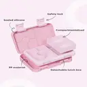 Boîte à lunch bento 5 compartiments Meoky avec double verrou - Rose image 4
