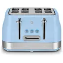 Swan Retro Revive 4 Slice Toaster, Vintage, Cord Storage, Variable Width Slots, 1860W, Coated Stainless Steel, Blue and Chrome Accents - ST19029BLU image 0