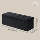Ochama x SONGMICS Storage Ottoman, Foldable Velvet Storage Bench, 2 Extra Storage Boxes, 38 x 110 x 38 cm, for Hallway, Living Room, Bedroom, Black image 2