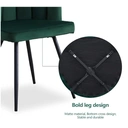 CLIPOP Velvet Dining Chairs Set of 2 Vanity Chair with Petal Back and Metal Legs, Modern Makeup Chair for Bedroom Dressing Table Kitchen Living Room green 45*47*82cm image 5
