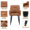 CLIPOP Occasional Dining Chairs Set of 2 Faux Leather Padded Kitchen Chair Accent Armchair with Backrest and Metal Legs, Lounge Living Room Reception Chairs 0224 brown 56*50*89 cm image 8