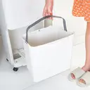 ochama Trocken- und Nass-Trenn-Mülleimer, doppelschichtig, mobil, mit Rollen, große Fächer, für Küche, Wohnzimmer, Heimgebrauch, Weiß, 45 l image 6