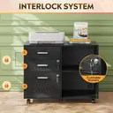 DEVAISE Rolling Container with 3 Drawers and Open Shelves, Mobile Filing Cabinet with Wheels, Printer Table for DIN A4/Legal/Letter, Lockable Cabinet for Office and Home Office, balck image 4