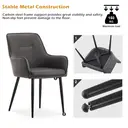 CLIPOP Occasional Dining Chairs Set of 2 Faux Leather Padded Kitchen Chair Accent Armchair with Backrest and Metal Legs, Lounge Living Room Reception Chairs 0224 grey 56*50*89 cm image 3