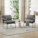 Ckaff Fauteuil à Oreilles XL pour Salon 65 x 62 x 83 cm, Fauteuil Lounge/Relax avec Cadre Métallique, Revêtement en Tissu Bouclé (Velours Côtelé), Gris, 1 Pièce image 7
