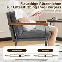 Ckaff Fauteuil à Oreilles XL pour Salon 65 x 62 x 83 cm, Fauteuil Lounge/Relax avec Cadre Métallique, Revêtement en Tissu Bouclé (Velours Côtelé), Gris, 1 Pièce image 4