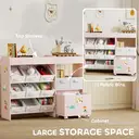 AIYAPLAY Kids Toy Storage Unit, Children Toy Box Organiser with 11 Fabric Bins, Cabinet, Top Shelves, 3 Stickers, Kids Storage Unit Bookshelf for Nursery, Playroom, Kindergarten, Pink image 4