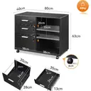 DEVAISE Rolling Container with 3 Drawers and Open Shelves, Mobile Filing Cabinet with Wheels, Printer Table for DIN A4/Legal/Letter, Lockable Cabinet for Office and Home Office, balck image 1