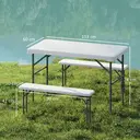 Outsunny Ensemble table et bancs de pique-nique pliants 113 cm, avec poignée de transport, gris clair et blanc image 4