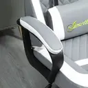 Vinsetto Gaming Chair, Computer Desk Chair with Lumbar Support, Faux Leather Racing Chair with Headrest and Swivel Wheels for Home Office, Grey White image 8