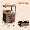 WLIVE Bedside Table,with App-Controlled LED Lights & Charging Station, 2 Fabric Storage Drawers with 2 AC Outlets & 2 USB Ports,Ideal for Bedroom Use,Livingroom (Rustic Brown, 2pcs) image 2