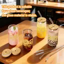 Alphynix 1pc Chinese New Year Glass, 500ml Iced Drink Tumbler with Zodiac Horse Pattern, Golden "HAPPY NEW YEAR" Message, Complete with Bamboo Lid for Cold Beverages image 2