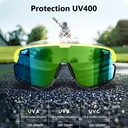 Revoray X3 Lunettes de soleil de cyclisme avec verre monobloc en PC haute définition et antichoc, monture légère en TR90, protection UV400, et design aérodynamique - Vert image 5