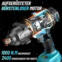 Seesii Akku-Drehschlagschrauber 1000 Nm (740 ft-lbs) 2400 U/min 1/2 Zoll, hoher Drehmoment, mit 2 x 4,0 Ah 21 V Akkus, 5 Sockeln und Koffer, zum Schrauben und Nieten, Reifenwechsel für Auto und LKW image 4