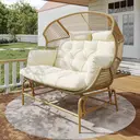 Garden Rocking Chair for Two, Patio Chair, Outdoor Swing Egg Chair, Rocking Chair, Garden Swing, Porch for the Garden, Balcony, or Terrace, Beige image 5