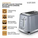 Tower T20083GRY Saturn 2-Slice Toaster with 7 Browning Levels, Defrost/Reheat/Cancel, Grey image 1